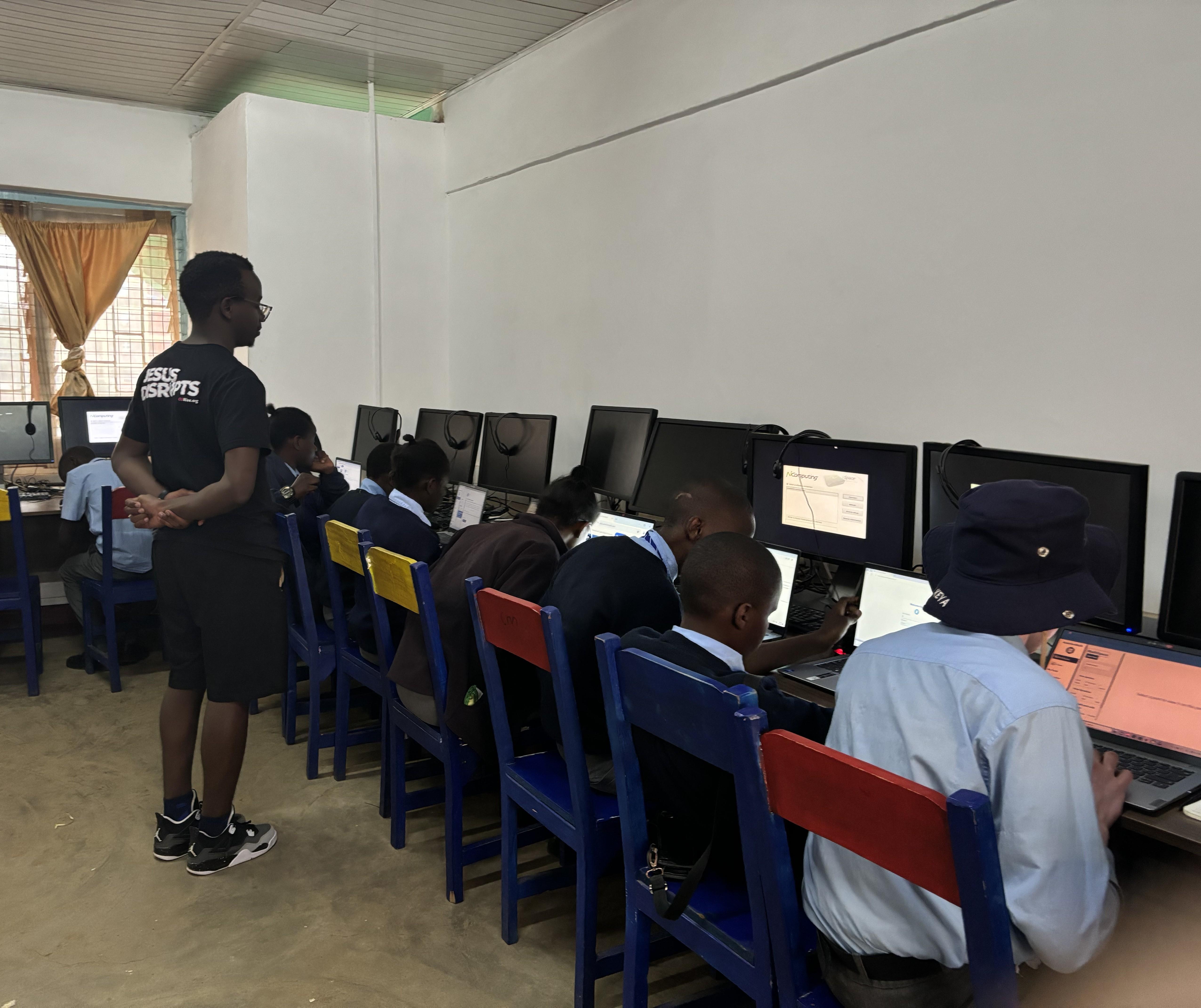 Students using AssistiveMath at a Kenyan school
